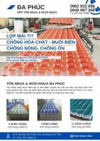 TÔN NHỰA PVC Tôn nhựa 4 lớp độ bền cao, chống hóa chất ăn mòn, kháng hơi nước mặn, chống nóng, chống ồn cực tốt.