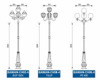 Cột đèn sân vườn Banian đế gang bền đẹp