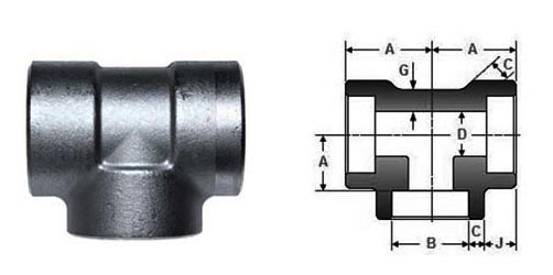 ASME SA105 Socket Weld Weld Kích thước Tee không bằng nhau ASME SA105 Socket Weld Weld Kích thước Tee không bằng nhau